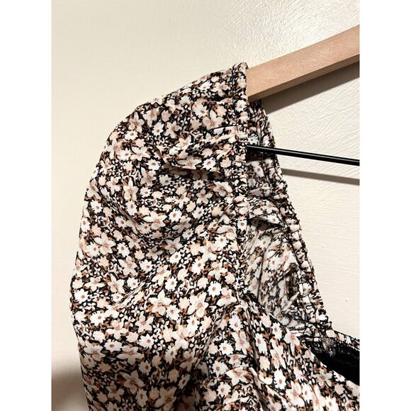 Abercrombie & Fitch Puff Sleeve Ruffle Smocked Mini Dress Women's Size Large - Picture 2 of 11